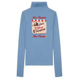 IJs Ice Cream Reclame Strijk Applicatie op een blauwe Pully Pullover