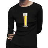 Bier Bierglas Strijk Applicatie Large op een zwarte longsleeve