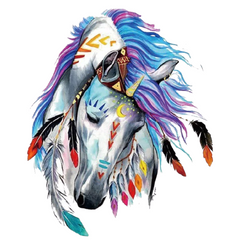 Indisches Kleid mit Einhornfedern zum Aufbügeln