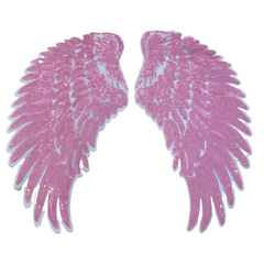 Wing Angel Paillette Wings XXL-Emblem-Patch-Set zum Aufbügeln, Rosa