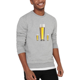 Bier Bierglas Strijk Applicatie Large samen met twee kleinere varianten op een grijze sweater