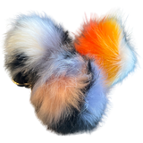 Sleutelhanger Pom Fluffy Tas Keychain Zwart Grijs Wit samen met de twee andere varianten