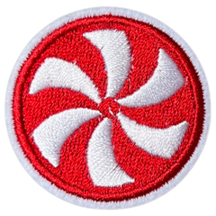 Weihnachts-Zuckerstangen-Emblem-Aufnäher zum Aufbügeln, Rot