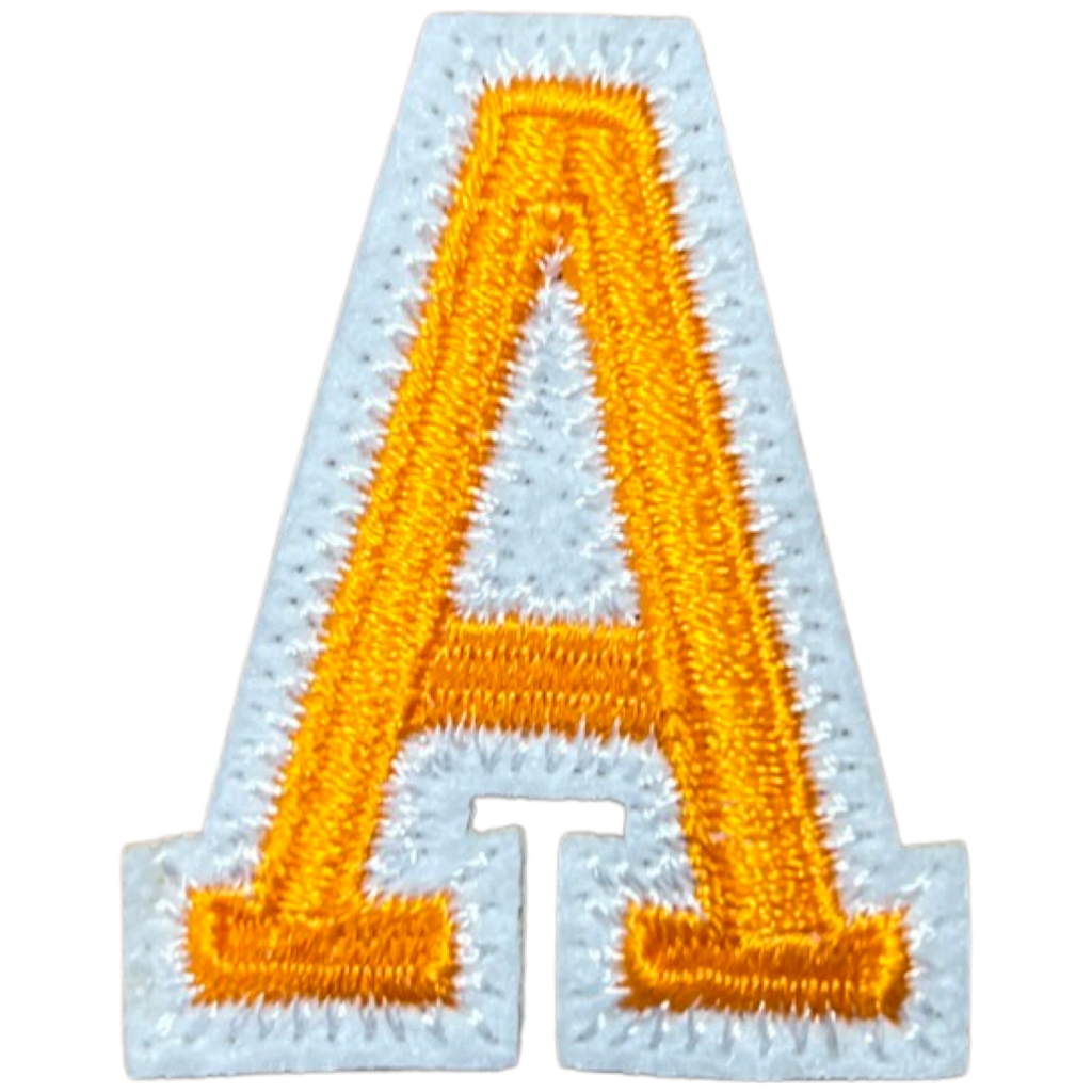 Alfabet Letter A Strijk Embleem Patch Oranje Wit