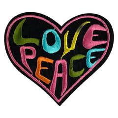 Aufnäher mit Aufnäher „Love Peace“, Text „Flower Power“, Herz zum Aufbügeln