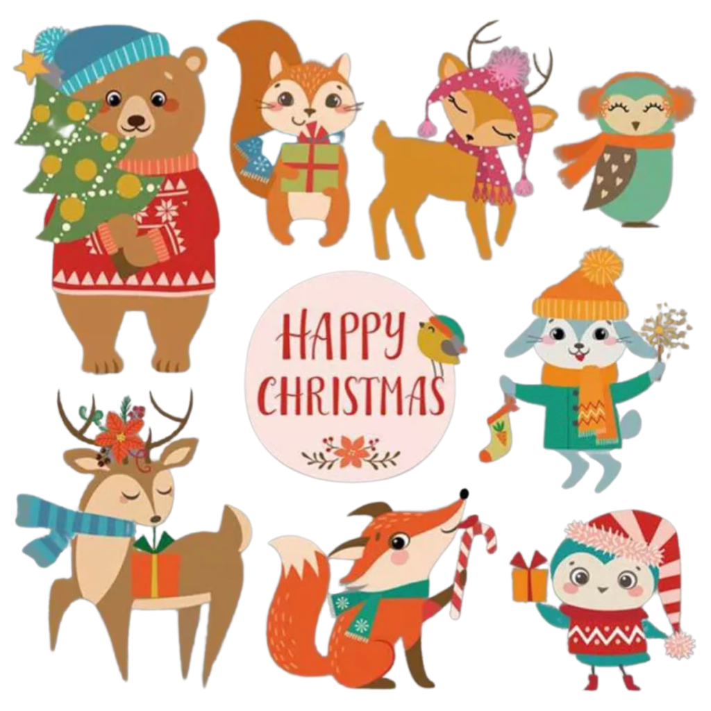 Kerst Happy Christmas Dieren Strijk Applicatie