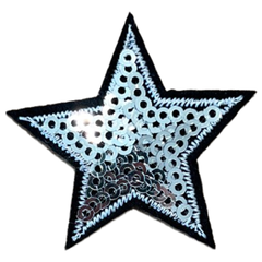 Stern Sterne Silber Pailletten Emblem Aufnäher zum Aufbügeln