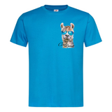 Lama Strijk Applicatie Cool Lama Medium op een blauw t-shirt