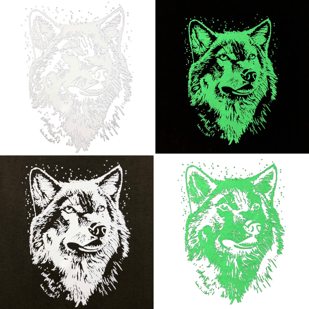 Voorbeeld van de Wolf Glow In The Dark Strijk Applicatie