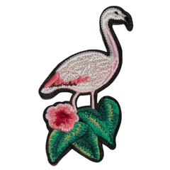 Flamingo-Emblem-Aufnäher zum Aufbügeln links