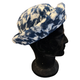 Hoed Bucket Hat Houndstooth Patroon Blauw Wit met opgezette rand