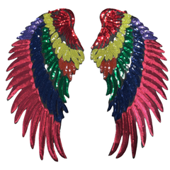 Flügel-Papageien-Ara-Emblem-Patch-Set mit Pailetten zum Aufbügeln