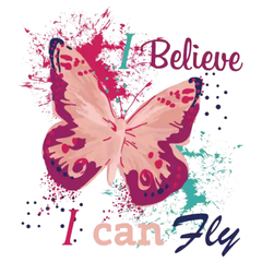 Schmetterling „I Believe I Can Fly“ zum Aufbügeln