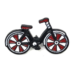 Fahrrad Emaille Pin Schwarz Rot Weiß Räder