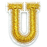 Alphabet-Buchstabe-Emblem-Aufnäher zum Aufbügeln, goldweiß