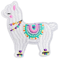 Alpaka-Lama-Emblem-Aufnäher zum Aufbügeln, Weiß