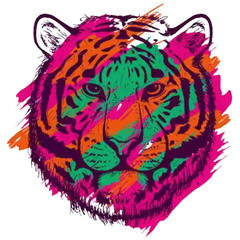 Tiger Art Graffiti-Transfer zum Aufbügeln, Rosa, Grün