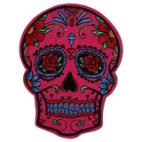 Sugar Skull Schedel Strijk Embleem Patch Donker roze