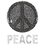 Peace Teken Sign Tekst Strijk Strass Applicatie