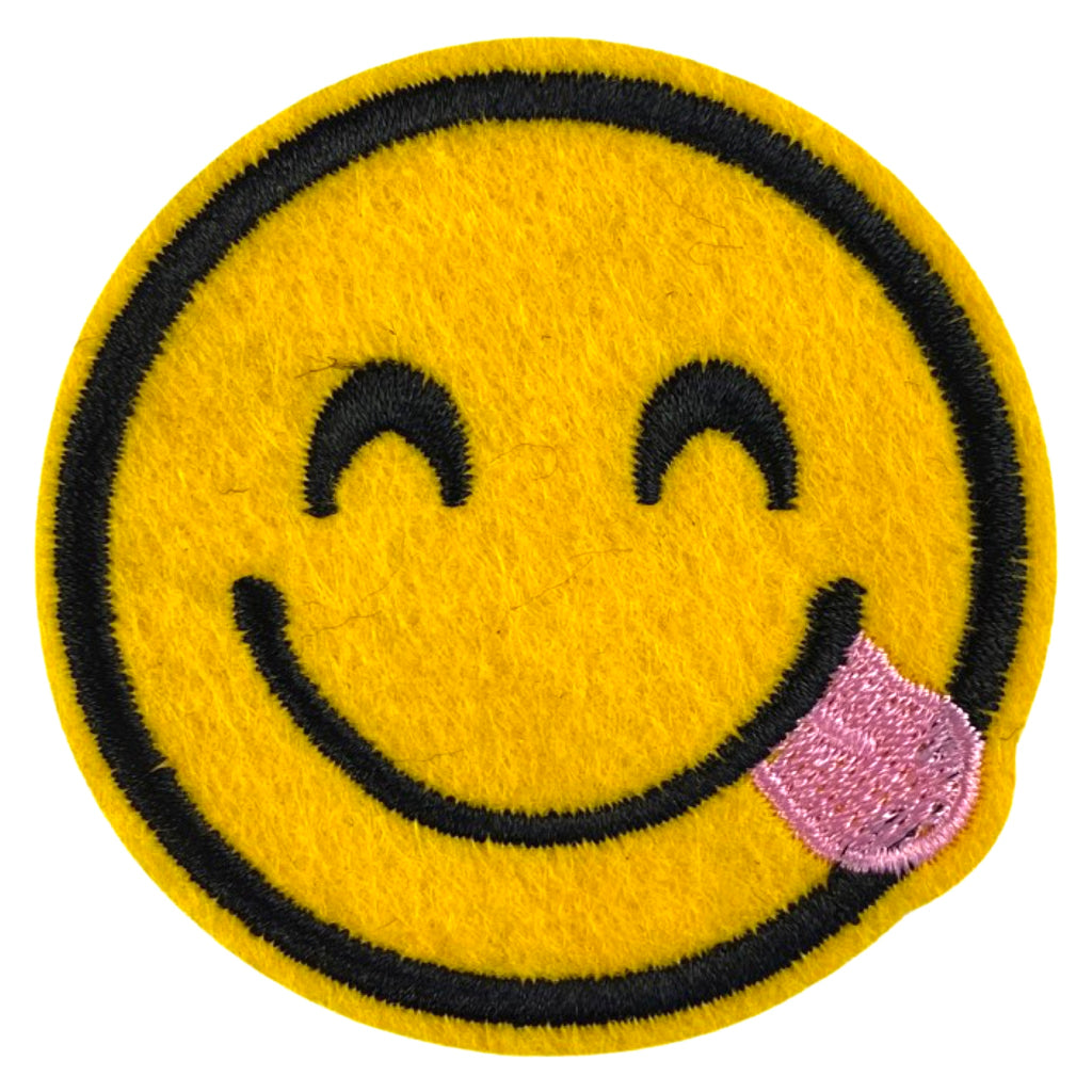 Emoji Roze Uitgestoken Tong Strijk Patch