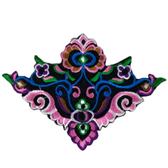Litschi-Blumen-Emblem-Aufnäher zum Aufbügeln, Rosa, Blau