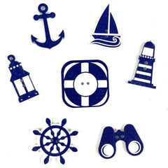 Set mit 7 Knöpfen zum Aufnähen in Marineblau