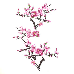 Magnolienblütenzweig-Emblem-Patch-Set zum Aufnähen