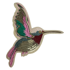 Kolibri-Vogel-Pailletten-Aufnäher zum Aufbügeln links