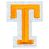 Alfabet Letter T Strijk Embleem Patch Oranje Wit