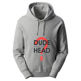 Dude Where Is My Head Tekst Strijk Applicatie op ee ngrijze hoodie