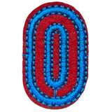 Alfabet Letter O Strijk Embleem Patch Rood Blauw