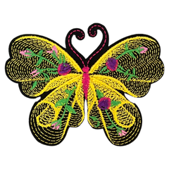 Schmetterling-Emblem-Aufnäher zum Aufbügeln, künstlerisches Gelb