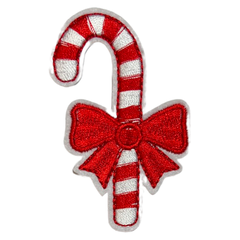 Weihnachts-Zuckerstangen-Emblem-Aufnäher mit Schleife und Schleife zum Aufbügeln