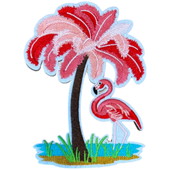 Palm Tree Oasis Flamingo XL-Emblem-Aufnäher zum Aufbügeln