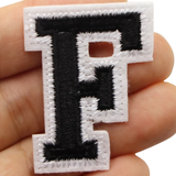 Alfabet Strijk Embleem Letter F Patch Zwart Wit