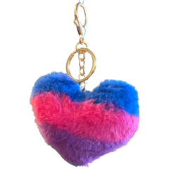 Schlüsselanhänger Plüsch Herz Regenbogen Print Taschenanhänger Blau Lila