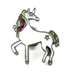 Weißes Einhorn mit lila grüner Mähne Emaille Pin