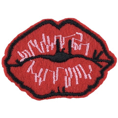 Mund-rote Lippen-Emblem-Aufnäher zum Aufbügeln