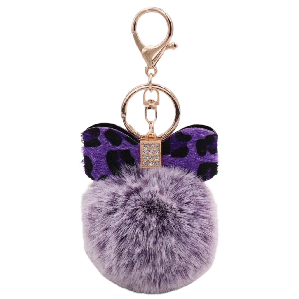 Kopie van Sleutelhanger Pom Strik Strass Tas Keychain Paars Lila