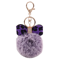 Schlüsselanhänger mit Bommel und Schleife, Strass, Taschen-Schlüsselanhänger, Lila, Flieder