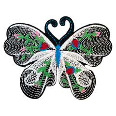 Schmetterling-Emblem-Aufnäher zum Aufbügeln, künstlerisches Weiß