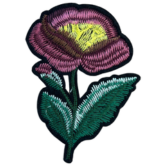 Anemonenblume auf Stiel, Emblem-Aufnäher zum Aufbügeln