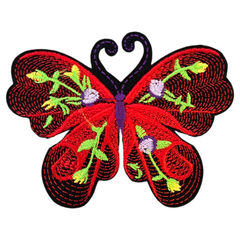 Schmetterling-Emblem-Aufnäher zum Aufbügeln, künstlerisches Rot