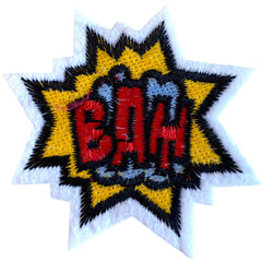 Bam Text Text Cloud Comic StyleIron Logo Patch