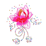 Roze Lelie Strijk Patch Met Gekleurde Rhinestone Strass Steentjes Strijk Applicatie