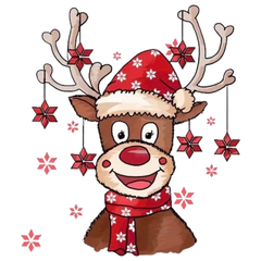 Rentier Rudolph Rentier Weihnachtsmütze Schal zum Aufbügeln