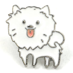 Weißer Kees Hund Emaille Pin