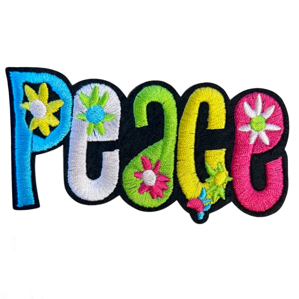 Peace Flower Power Tekst Strijk Embleem Patch