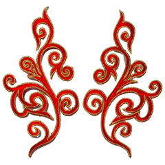 Cosplay venezianische Spitze, Pailletten, Aufnäher, zum Aufbügeln, Rot