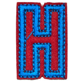 Alfabet Letter H Strijk Embleem Patch Rood Blauw